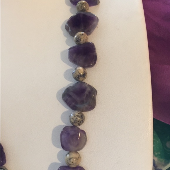 Genuine Chevron Amethyst & Picasso Jasper Necklace - Picture 4 of 5